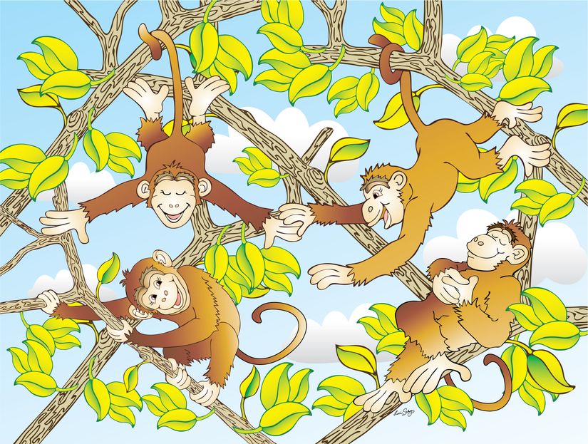 Monkeying-Around-Mural-Wallpaper