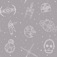 Ships And Droids Pattern Wallpaper - Gray