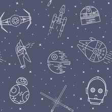 Ships And Droids Pattern Wallpaper - Blue