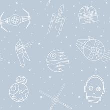 Ships And Droids Pattern Wallpaper - Light Blue