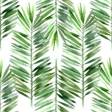 Watercolor Palm Tree Leaf Pattern Wallpaper