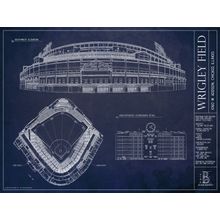 Wrigley Field Blueprint Wallpaper Mural