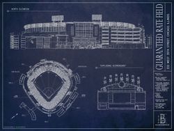 Soldier Field Blueprint Mural - Murals Your Way