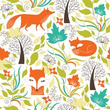 Foxes And Colorful Leaves Pattern Wallpaper