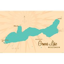 Geneva Lake, WI Lake Map Wall Mural