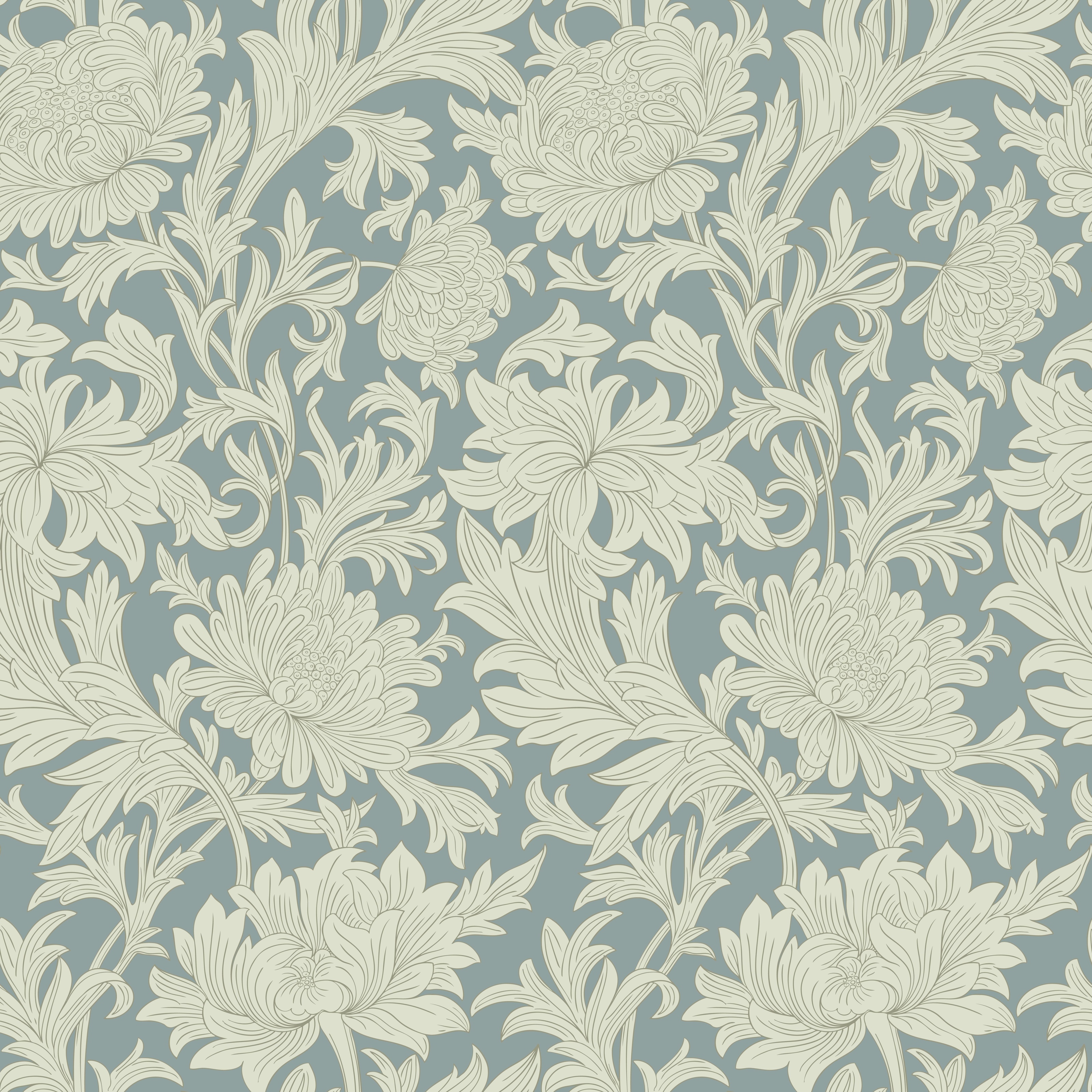 Chrysanthemum Wallpaper, Van Gogh Blue | Blue wallpaper with flowers –  Ramble & Roam Co.