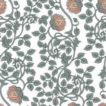 Vintage Flower Vines Pattern Wallpaper