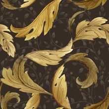 Gold Scrolling Leaves Pattern Wallpaper