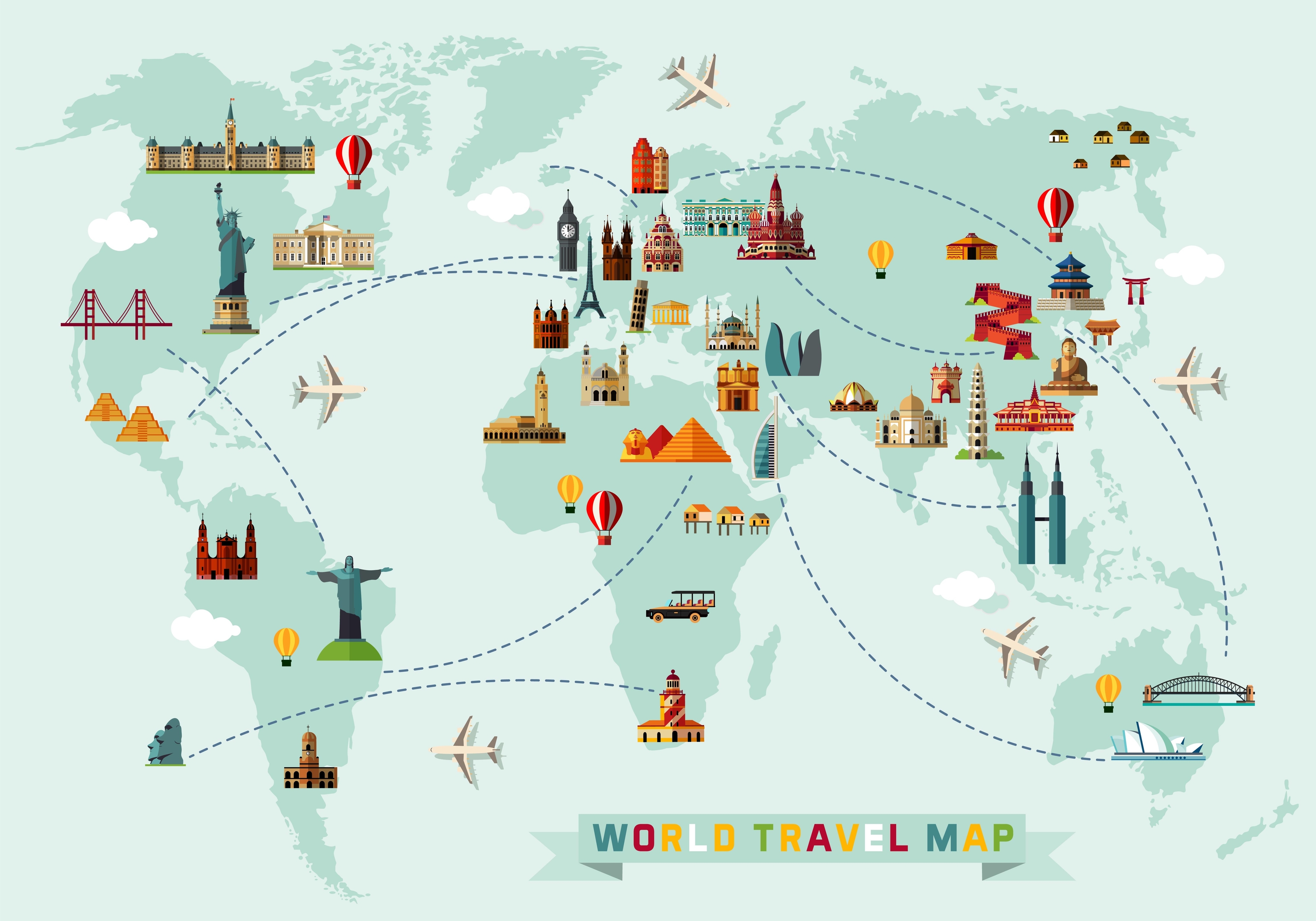 Travel The World Map Wallpaper Mural Murals Your Way