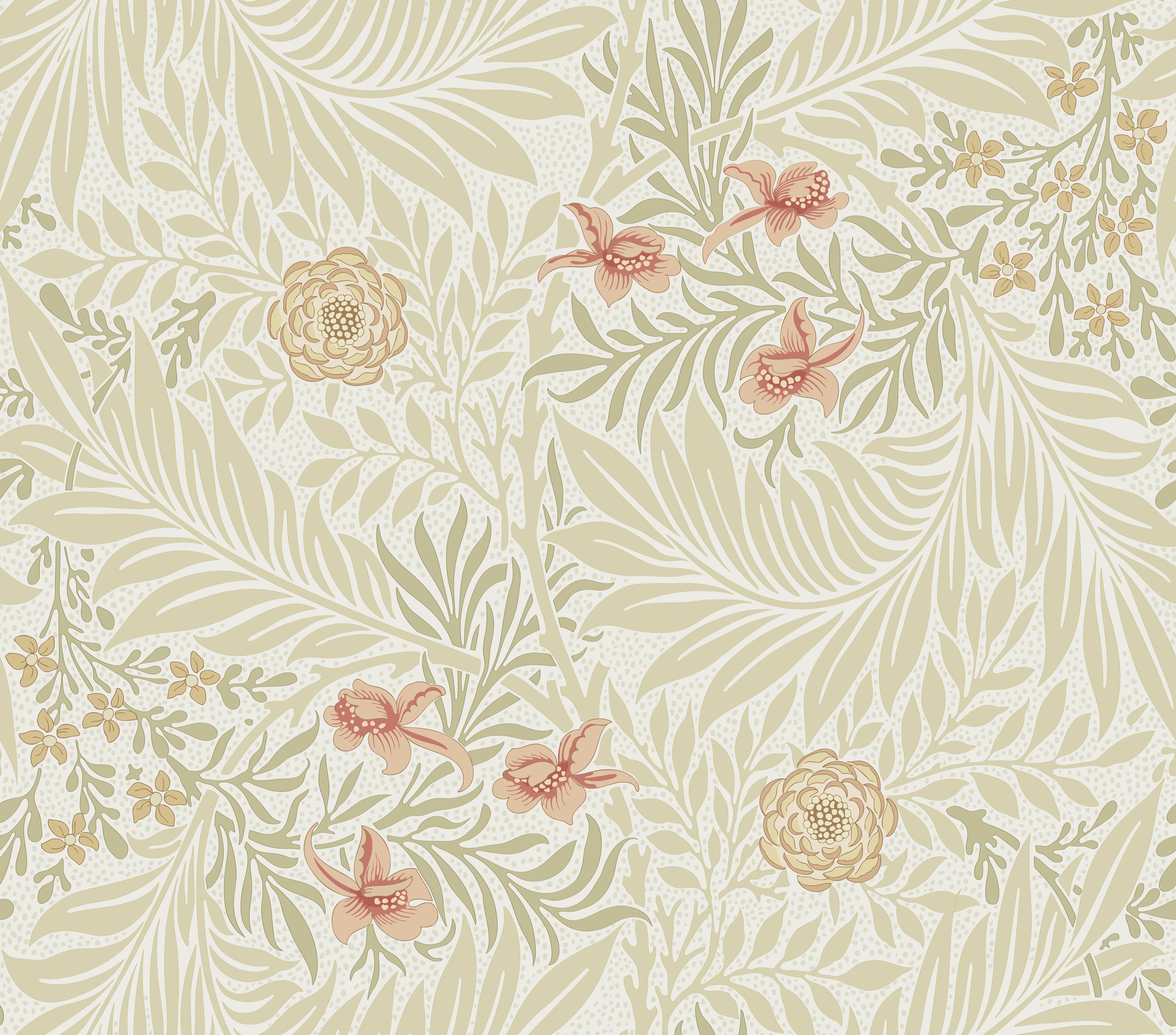 Cream Larkspur William Morris Inspired Wallpaper