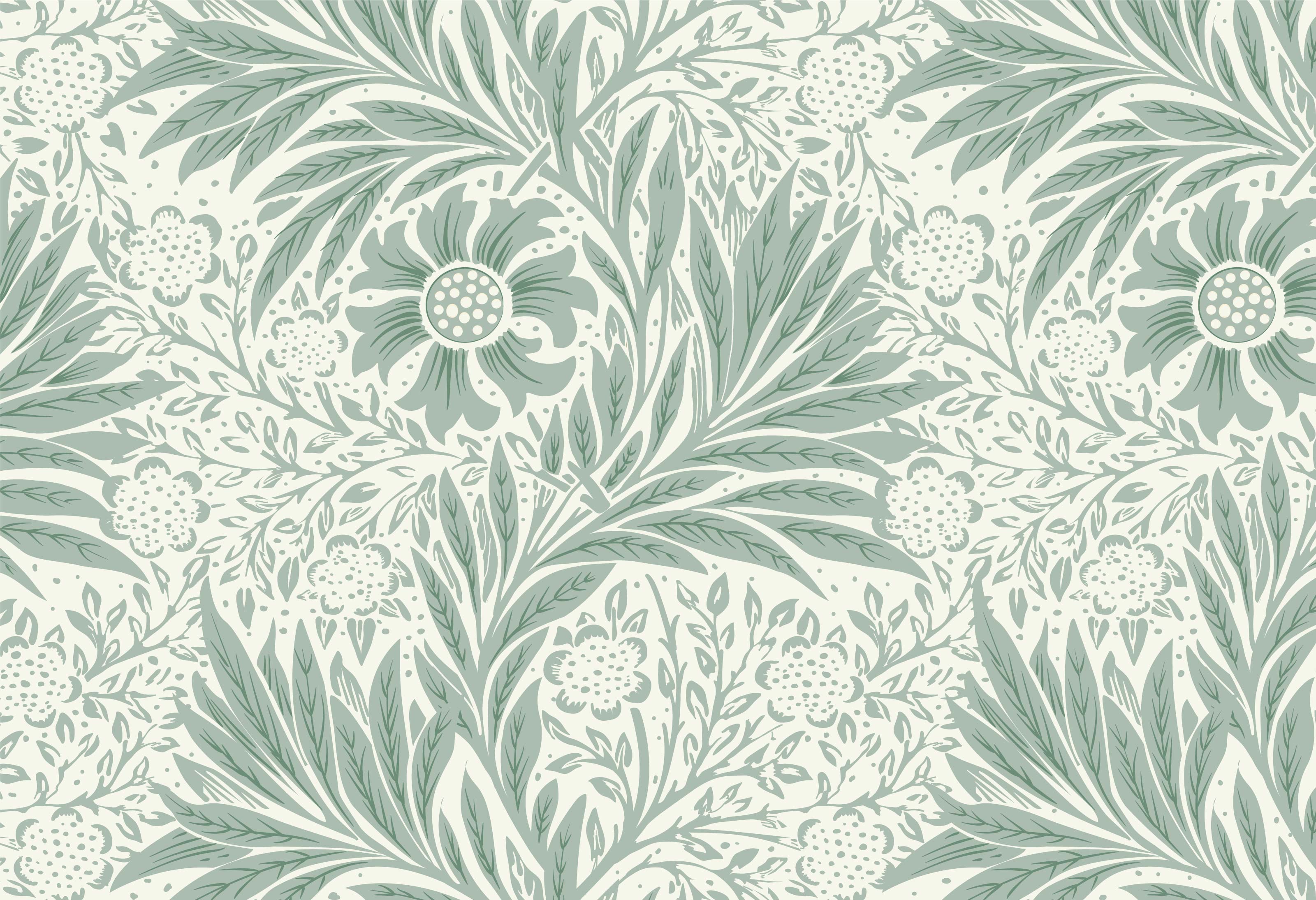 Green Marigold Morris Inspired Wallpaper - Murals Your Way