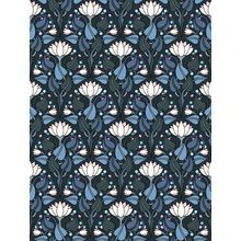 Lily Damask - Blue Wallpaper