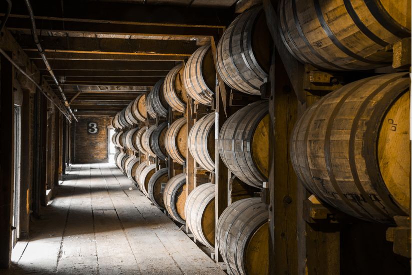 Whiskey Barrels In Distillery Cellar Wall Mural - Murals Your Way