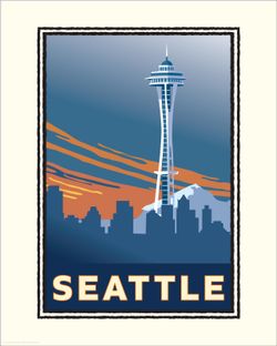 art print of skyline of Seattle Washington