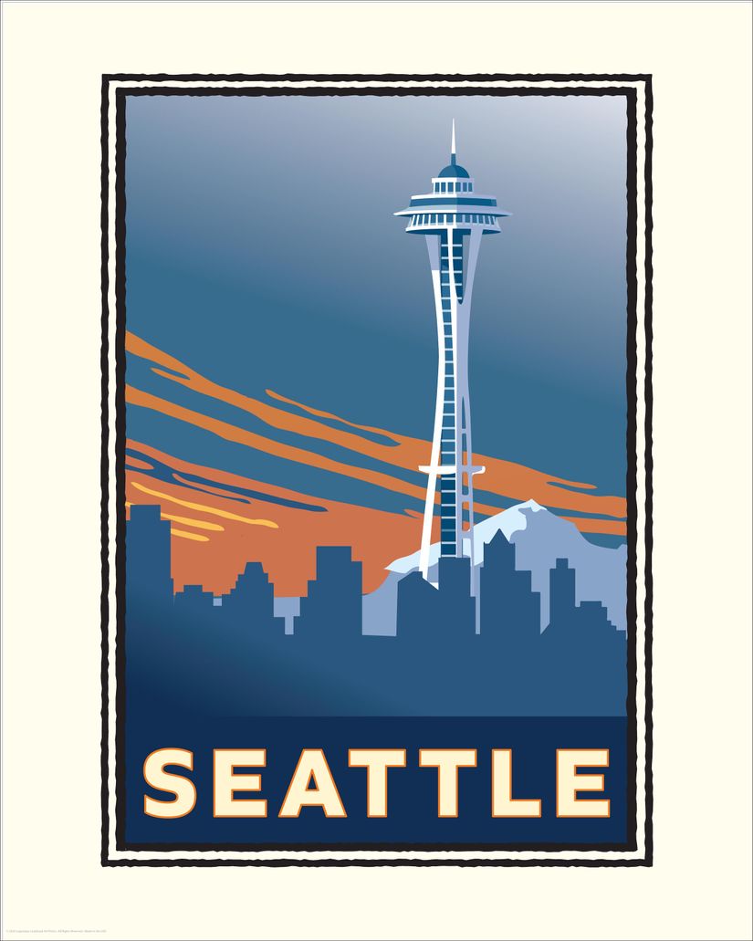 art print of skyline of Seattle Washington