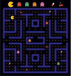 The Pacman Game Mural brings the iconic video game to life on your wall with the familiar yellow hero and his ravenous pursuit of those elusive ghosts