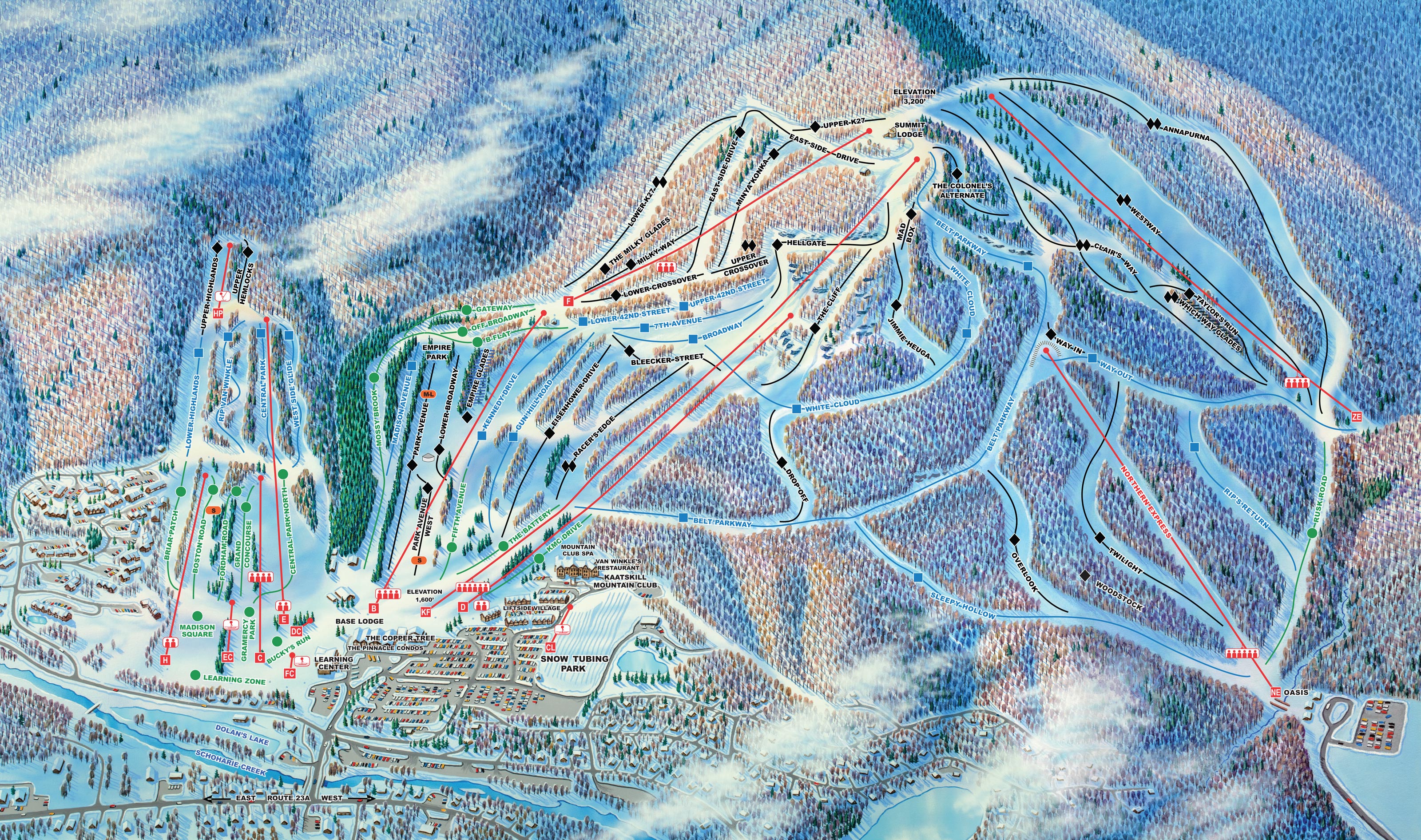 Hunter Mountain Ski Trail Map Wall Mural - Murals Your Way