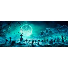 Spooky Cemetery At Night Wall Mural