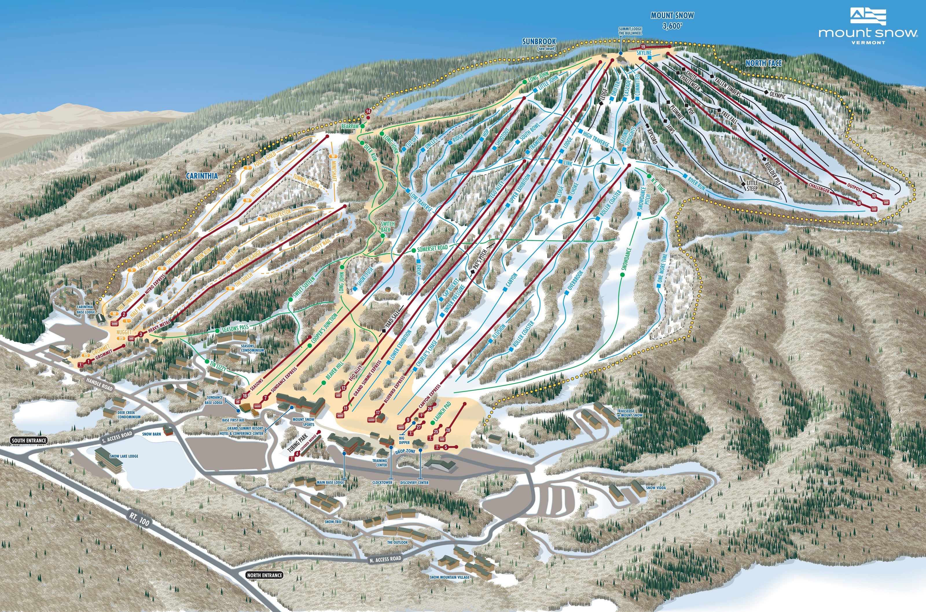 Mount Snow Ski Trail Map Wall Mural - Murals Your Way