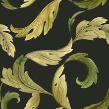 Green Scrolling Leaves Pattern Wallpaper