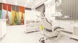 Pop-art-mural-of-the-Eiffel-tower-in-a-dental-office