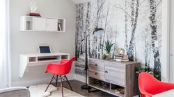 Black-and-white-forest-mural-in-a-home-office