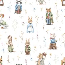 Dapper Forest Animals Pattern Wallpaper