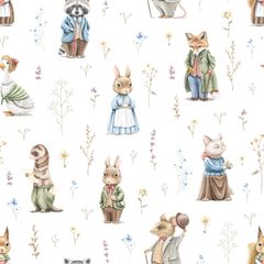Dapper Forest Animals Pattern Wallpaper