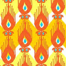 Phoenix Feather Ikat Pattern Wallpaper