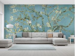 Van-goghs-Almond-Branches-In-Bloom-mural-in-a-living-room