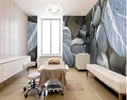 Mural-of-large-gray-marble-like-stones-in-a-spa-massage-room