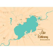 Lake Koshkonong WI Lake Map Wall Mural