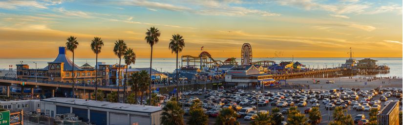 Santa Monica Pier At Sunset Wall Mural