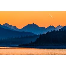 Spray Lakes Reservoir And Rocky Mountain Peaks At Sunset Wall Mural