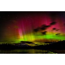 Aurora Borealis Above Lake At Night Wall Mural