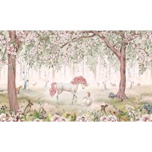 Unicorn Forest In Green Wall Mural