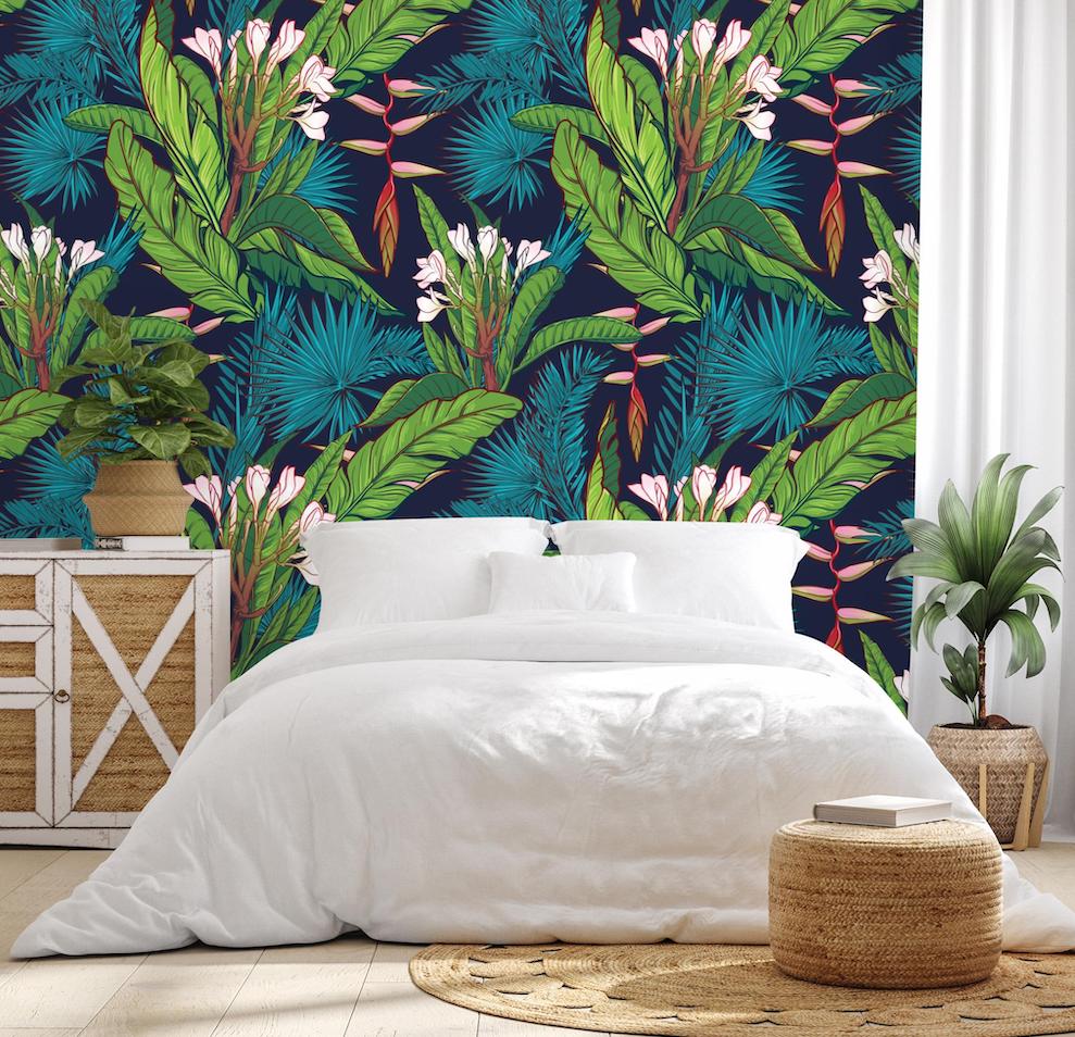 Modern Tropical Jungle Print Wall Mural - Murals Your Way