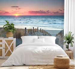 Pathway-through-the-dunes-at-sunset-mural-in-a-bedroom