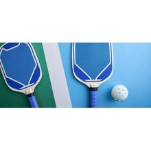 Blue Pickleball Paddles On Playing Court Wall Mural