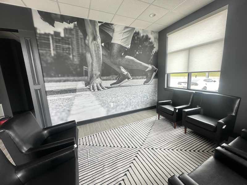 Male Sprinter In Starting Position Wall Mural - Murals Your Way