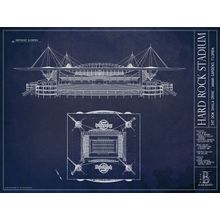 Hard Rock Stadium Blueprint Wall Mural