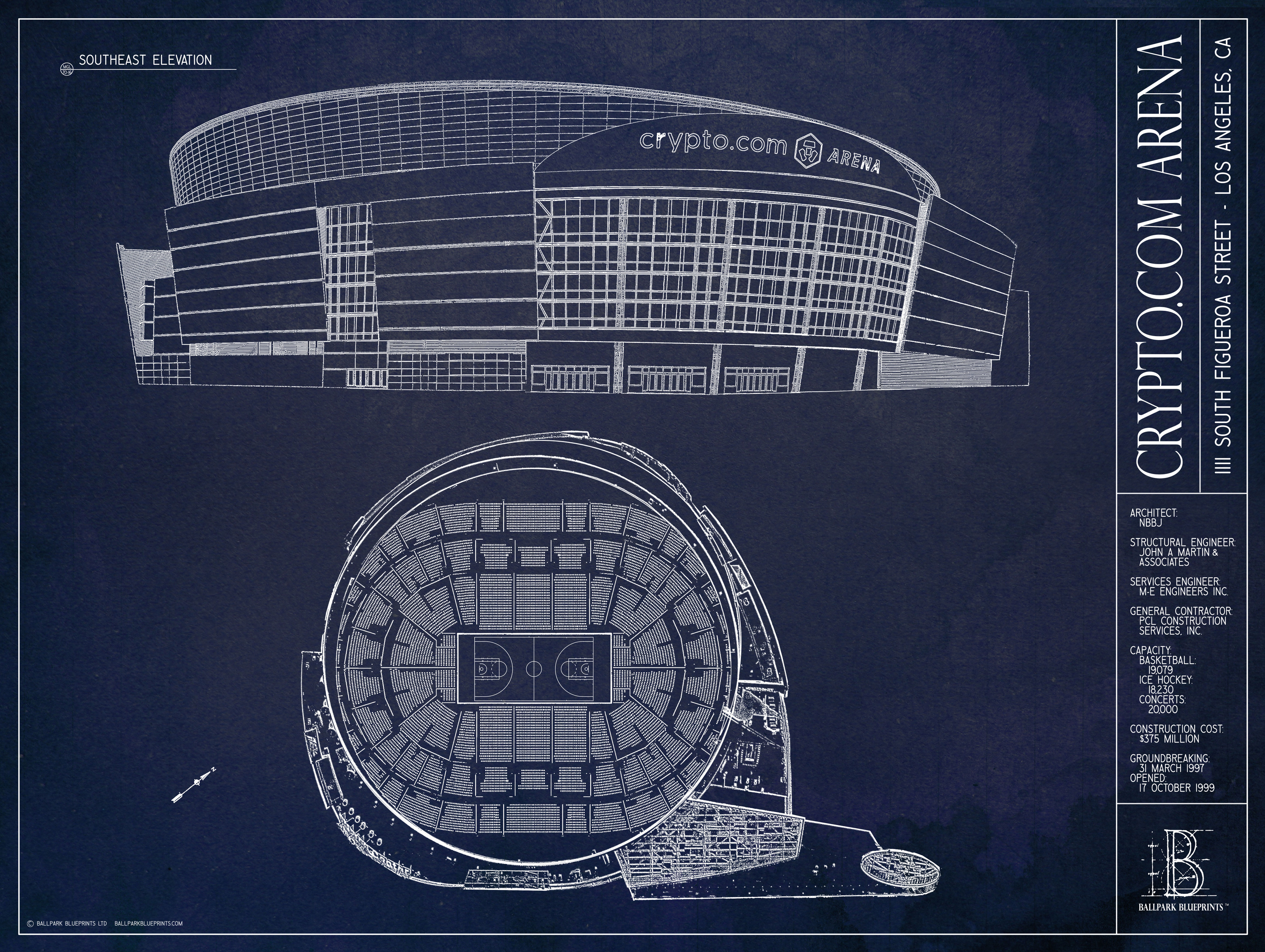 Crypto.com Arena Blueprint Wall Mural