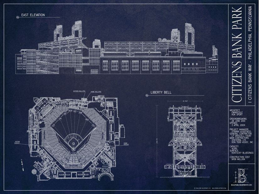 Citizens Bank Park Blueprint Wall Mural
