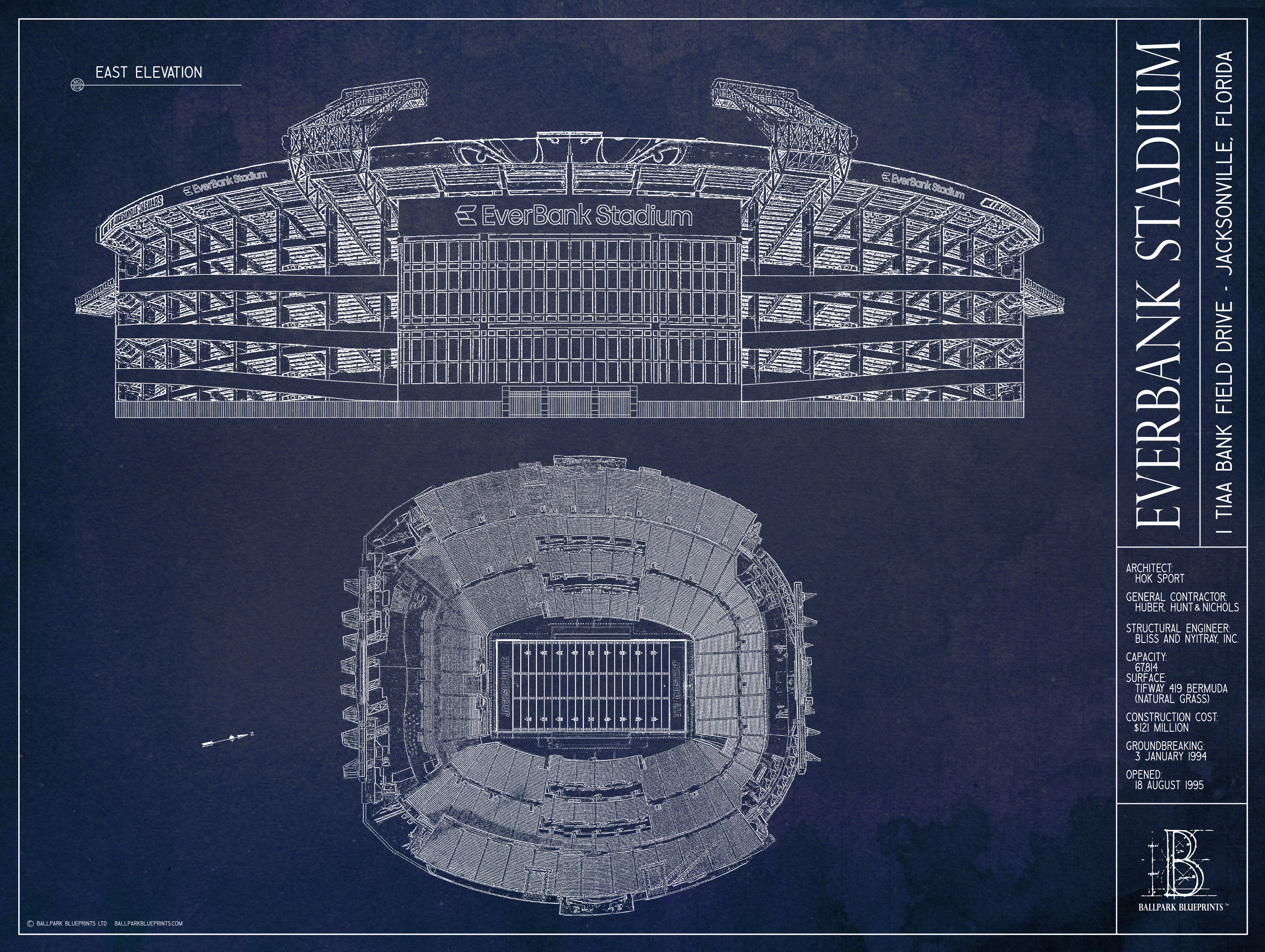 Everbank Stadium Blueprint - Murals Your Way