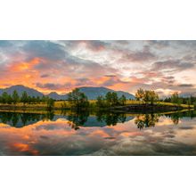 Mountains and Trees Reflected In Quarry Lake Wall Mural