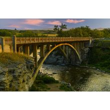 Lundbreck Falls Bridge Across Crowsnest River At Sunset Wall Mural