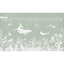 Monochrome Sea - Green Wall Mural