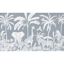 Monochrome Jungle - Blue Wall Mural