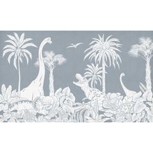 Monochrome Dino - Blue Wall Mural