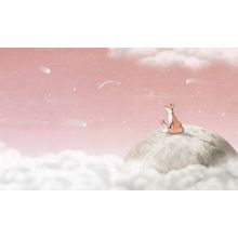 Fox On The Moon - Pink Wall Mural